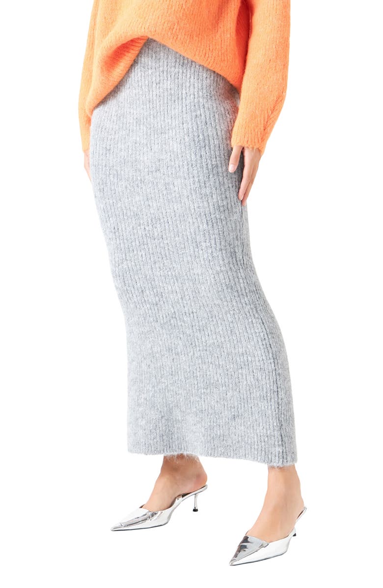 Endless Rose Fuzzy Mermaid Maxi Skirt, Alternate, color, Heather Grey