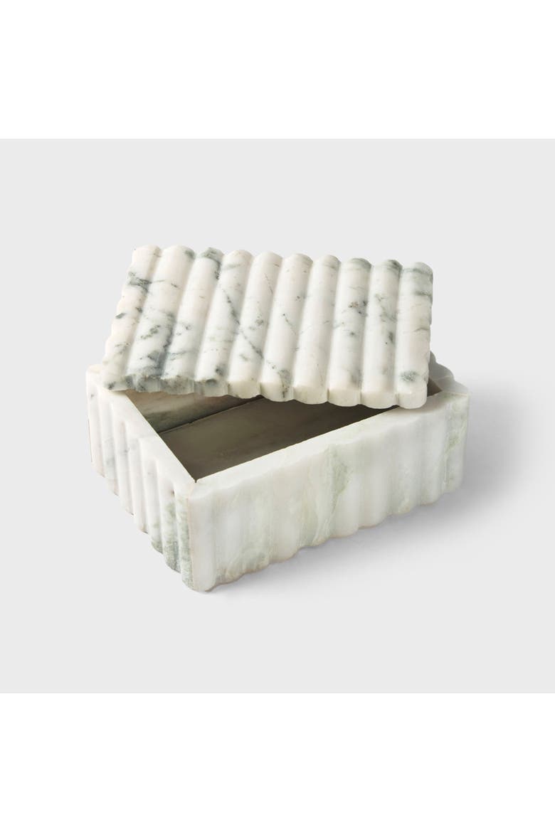 Sculpted Marble Box, Main, color, White