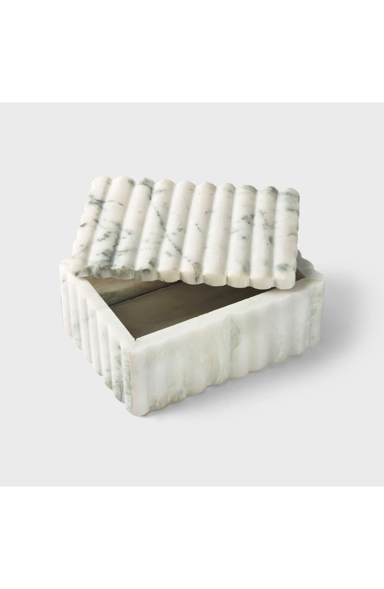 Mela Artisans Sculpted Marble Box, Main, color, White