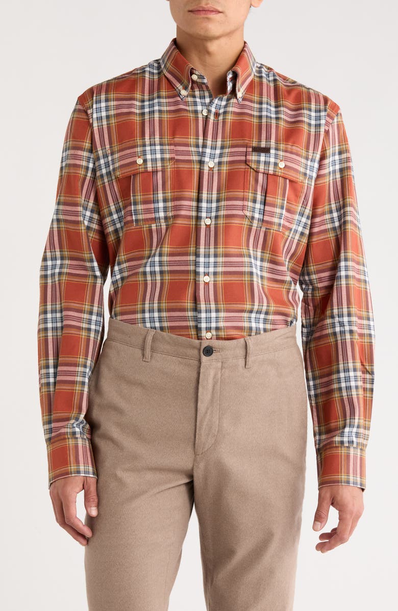 Barbour Singsby Thermo Plaid Button-Down Shirt, Main, color, Rust