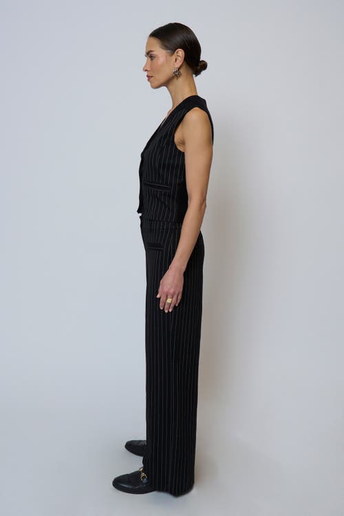 Central Park West Astrid Pinstripe Vest In Black