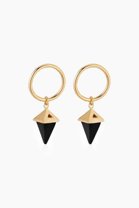14K Gold Prism Point Drop Earrings
