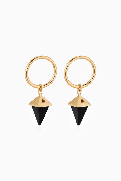 Oradina 14k Gold Prism Point Drop Earrings In Gold - Black Onyx
