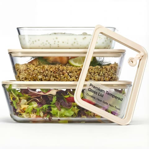 Glass Storage Container Set, with Lids - Set of 3