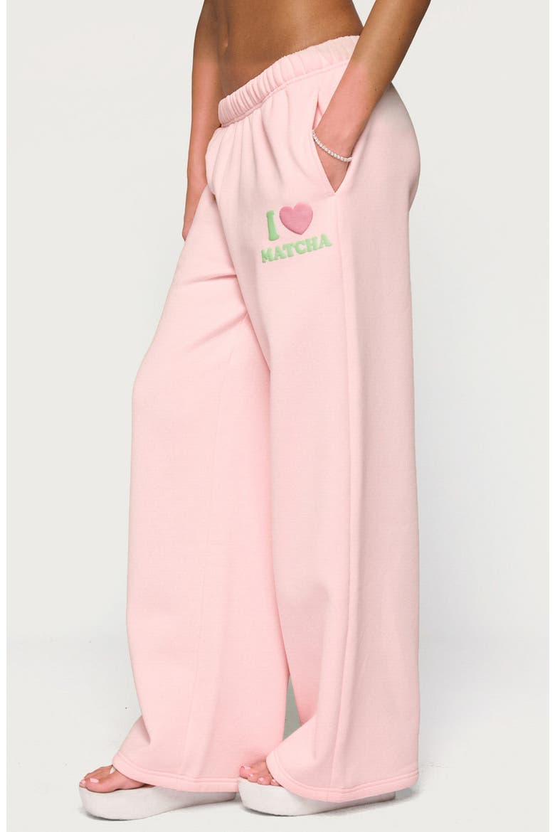I Heart Matcha Wide Leg Sweatpants, Alternate, color, LIGHT-PINK
