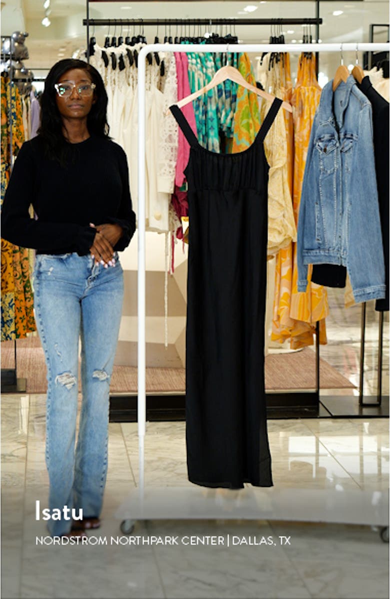 Gathered Satin Midi Dress, sales video thumbnail