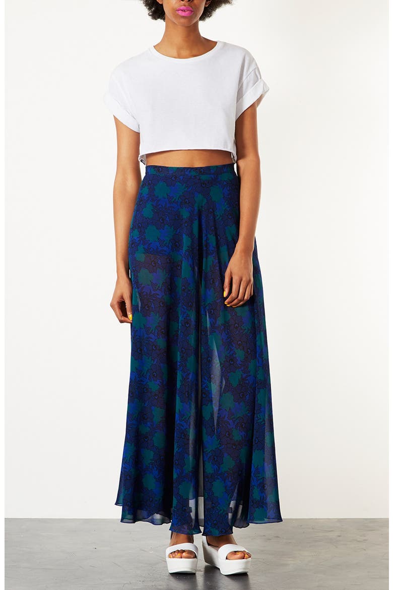 Lace Print Maxi Skirt, Alternate, color, BLUE MULTI
