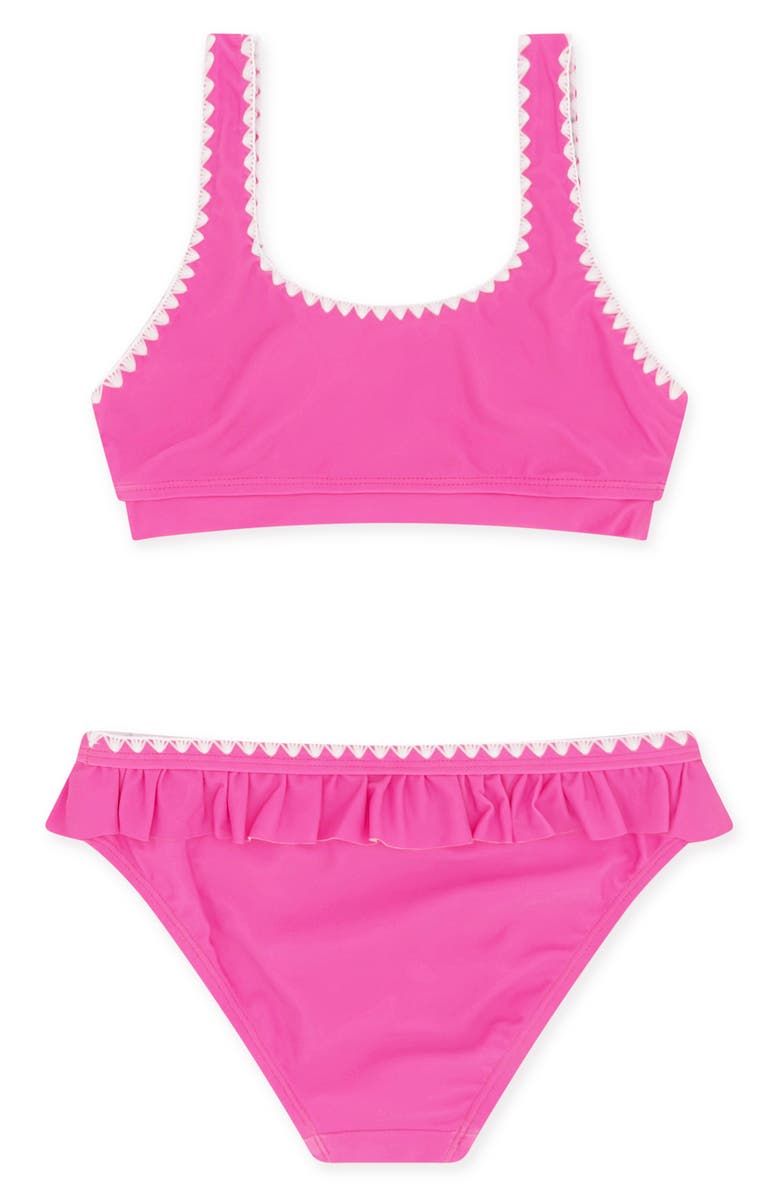 Feather 4 Arrow Kids' 4 The Frill of It Whipstitch Trim UPF 50+ Two-Piece Swimsuit, Alternate, color,