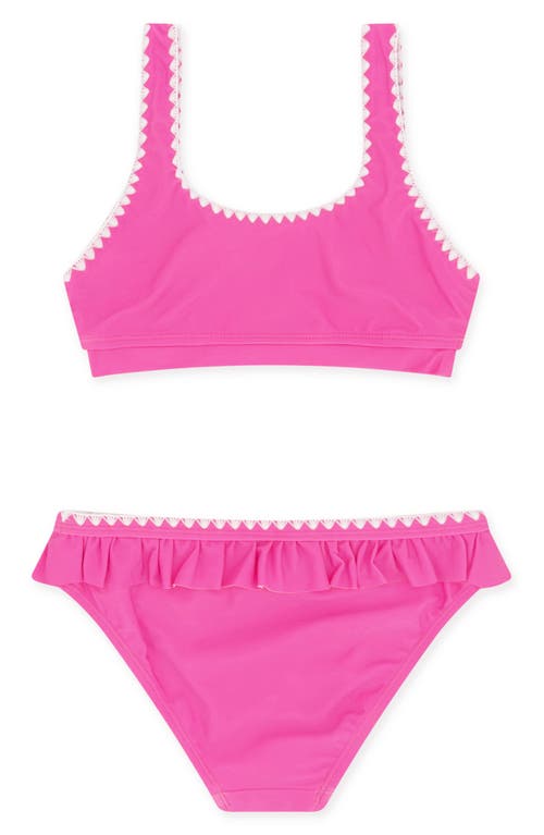Feather 4 Arrow Kids' 4 The Frill Of It Whipstitch Trim Upf 50+ Two-piece Swimsuit In Pink