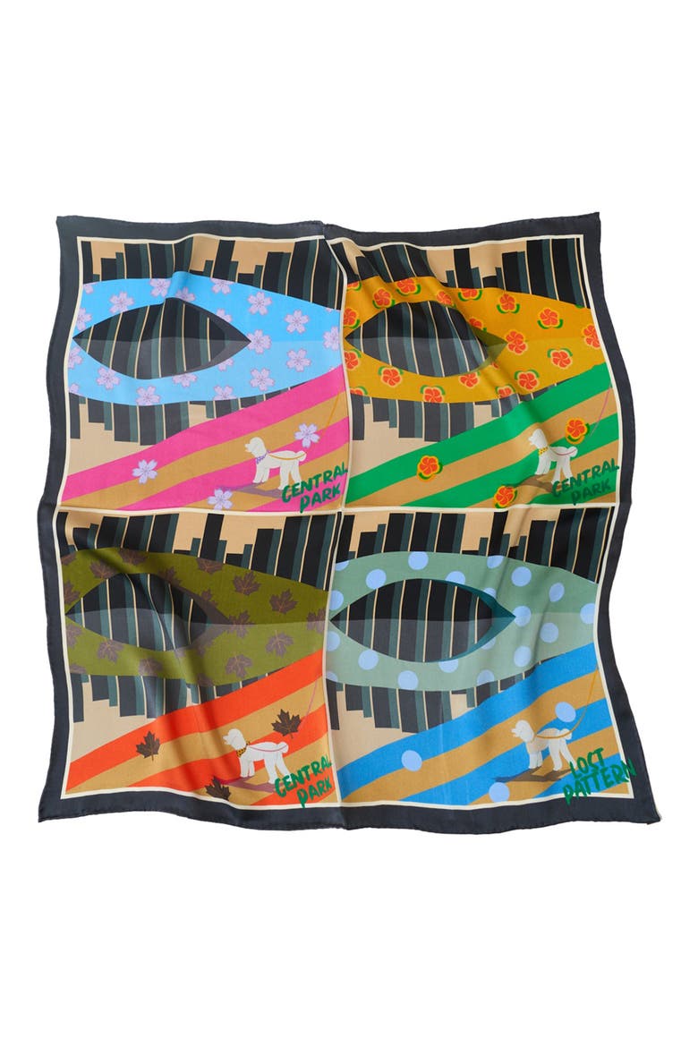 Season in Park Silk Bandana, Main, color, BLACK