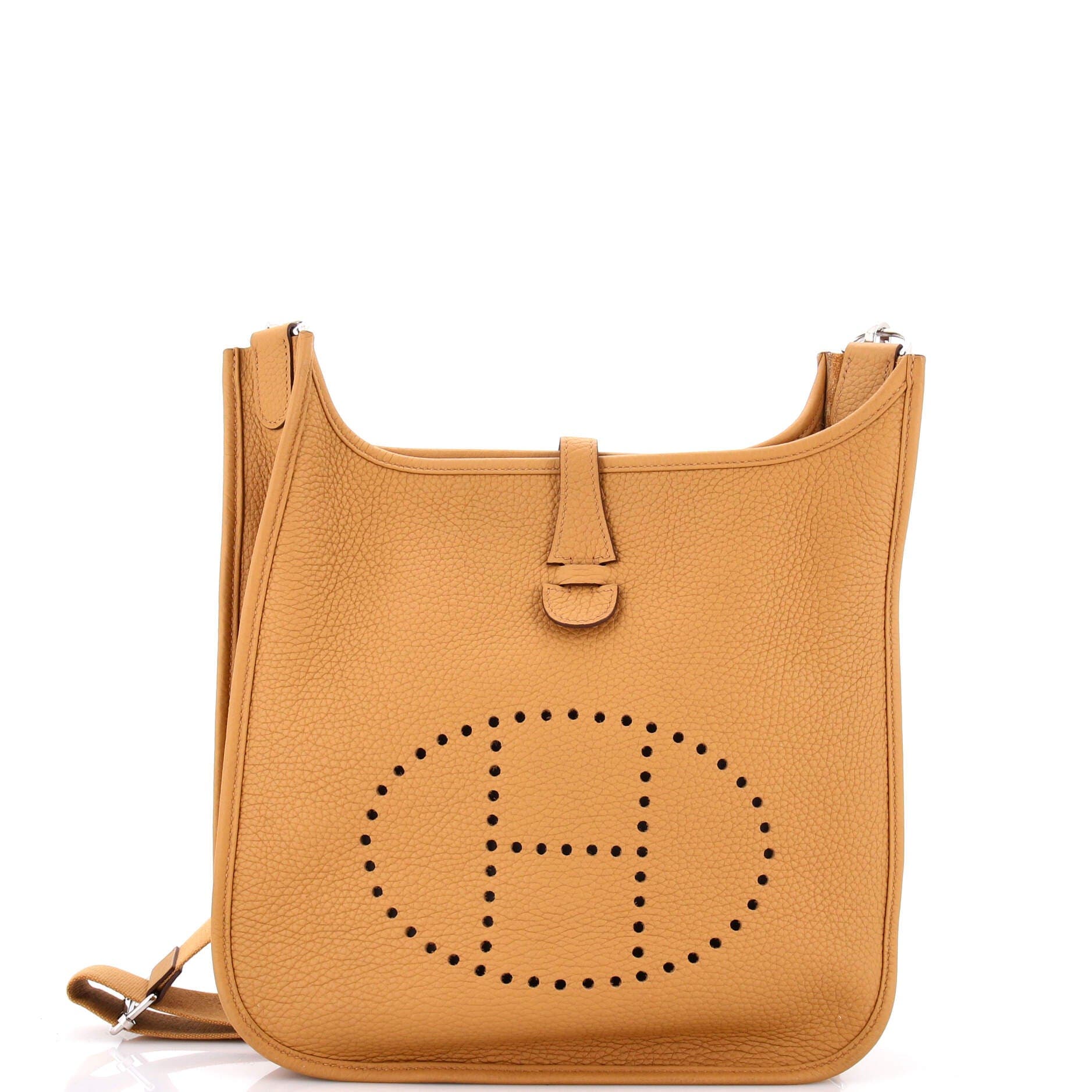 Pre-Owned Hermes Evelyne Bag Gen III Clemence PM, Main, color, Biscuit