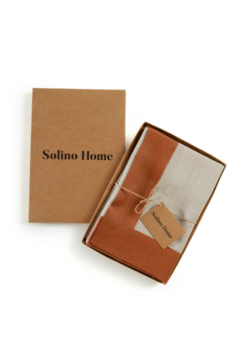 Solino Home Linen Dinner Napkins - Contempo, 20" x 20" Inch, Alternate, color, Cinnamon And Natural