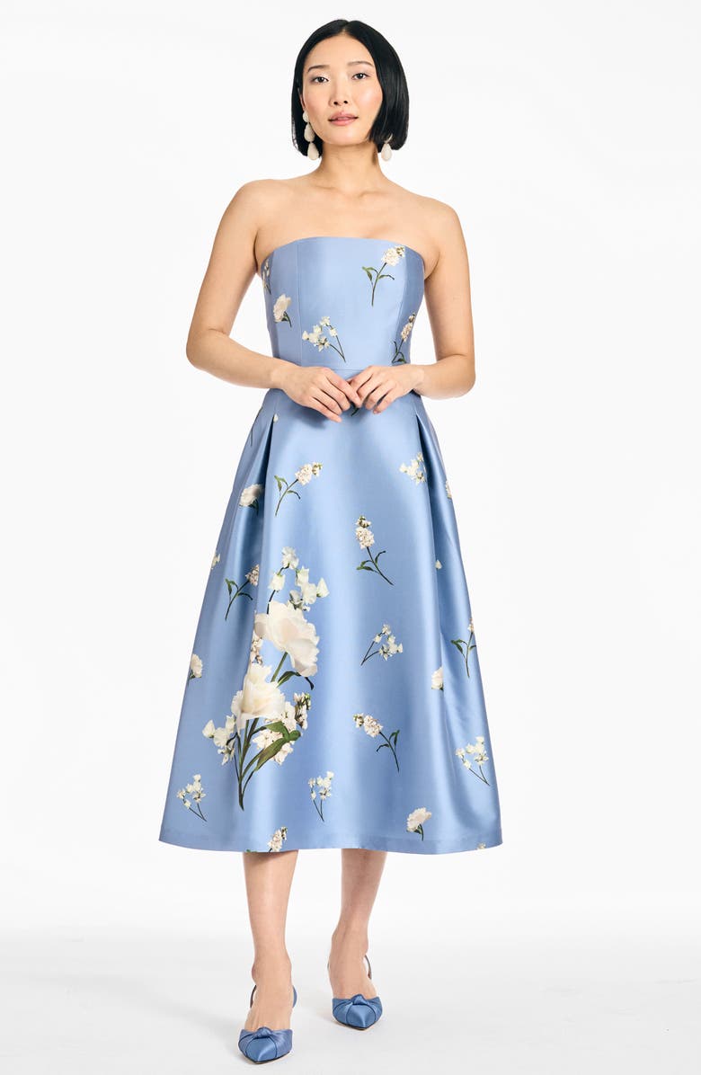SACHIN BABI Shay Strapless Midi Dress, Alternate, color, Twilight Roses