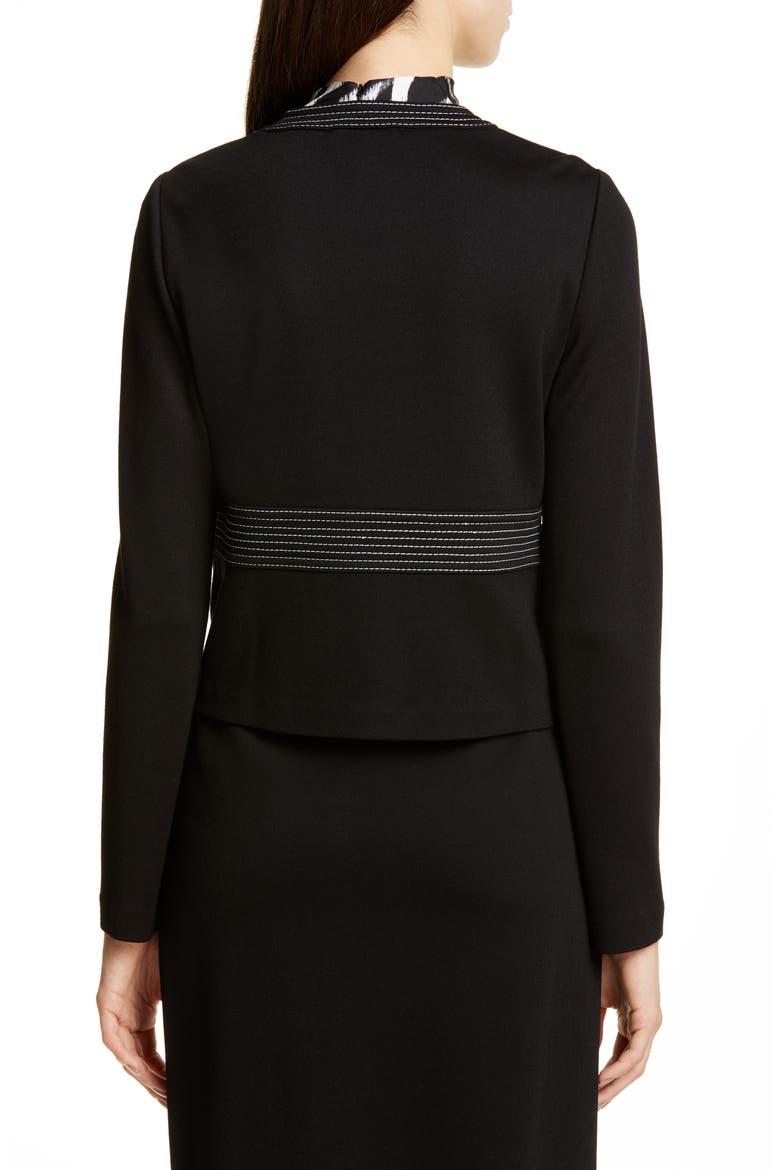 Defined Topstitching Milano Knit Jacket, Alternate, color, CAVIAR