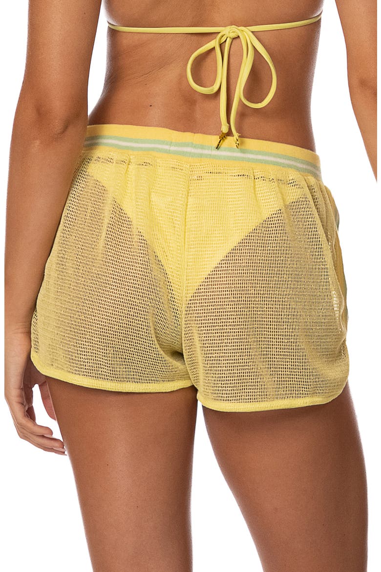 Golden Ray Kythi Mesh Cover-Up Shorts, Alternate, color, BRIGHT YELLOW
