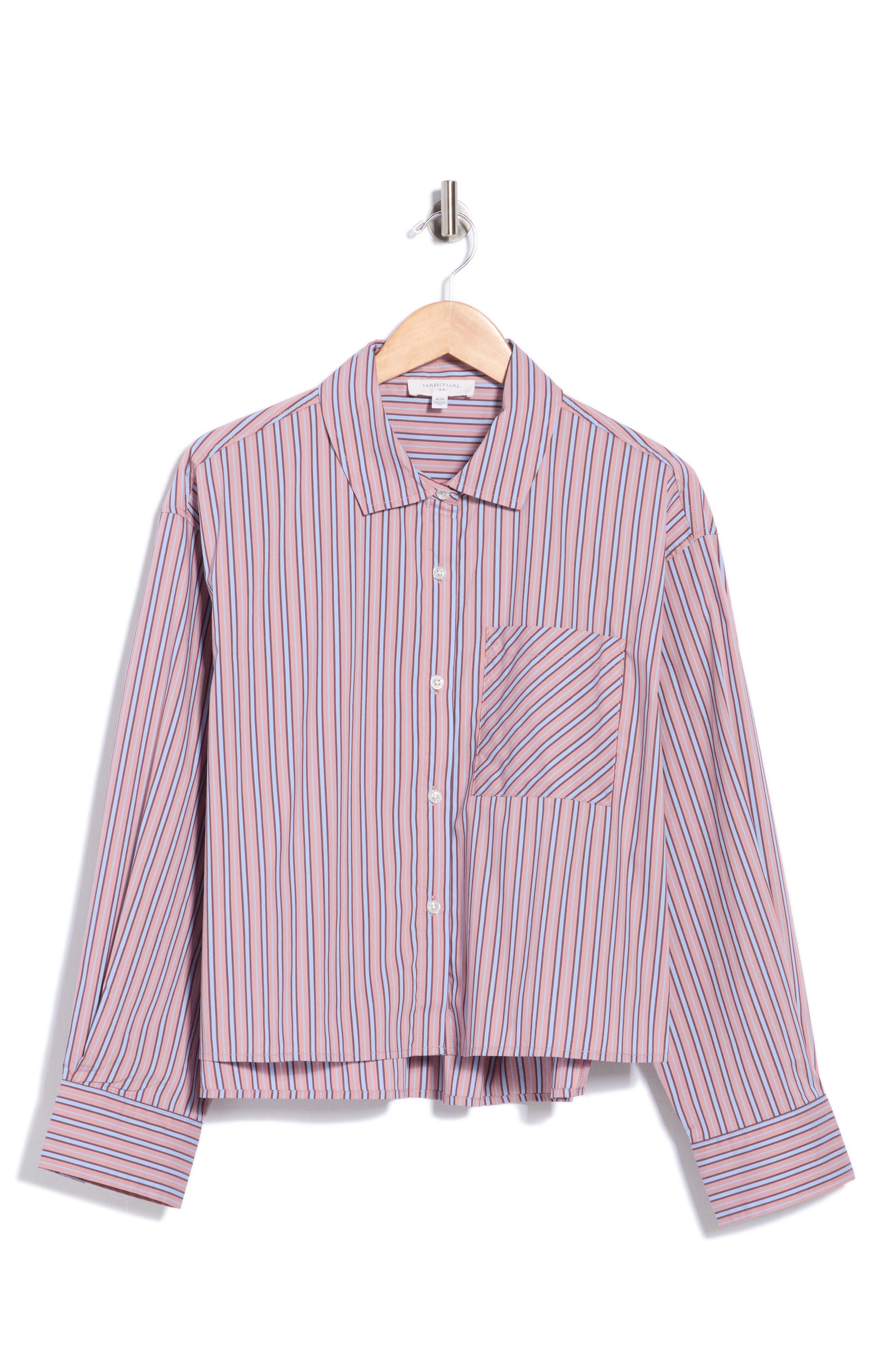 Habitual Crop Utility Shirt In Nostalgia Rose Stripe