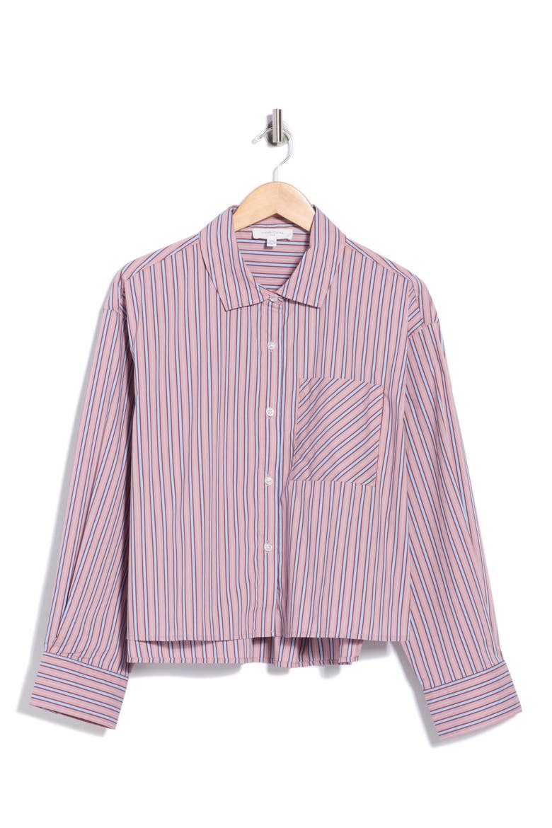 Crop Utility Shirt, Main, color, NOSTALGIA ROSE STRIPE