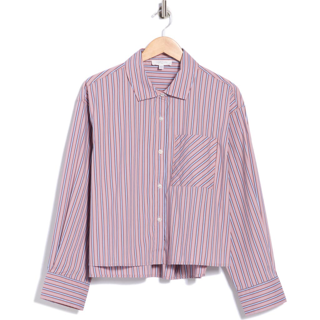 Habitual Crop Utility Shirt In Nostalgia Rose Stripe
