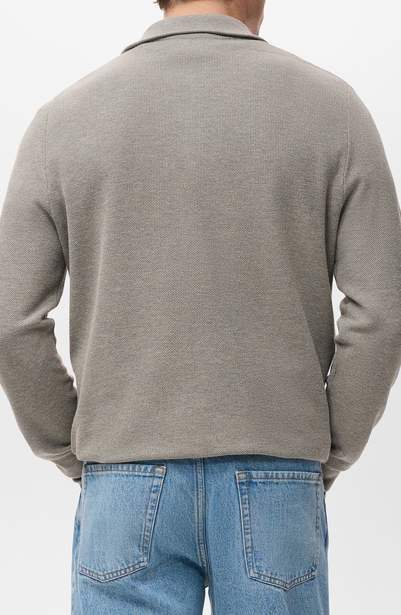 MANGO Half Zip Piqué Sweater, Alternate, color, Mink Grey