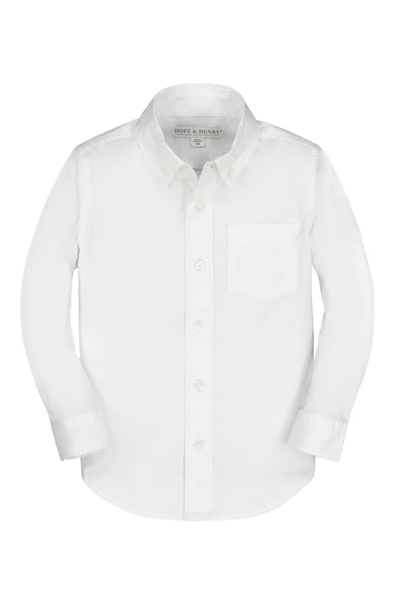 Hope & Henry Baby Boys' Organic Stretch Poplin Shirt, Infant, Main, color, Bright White