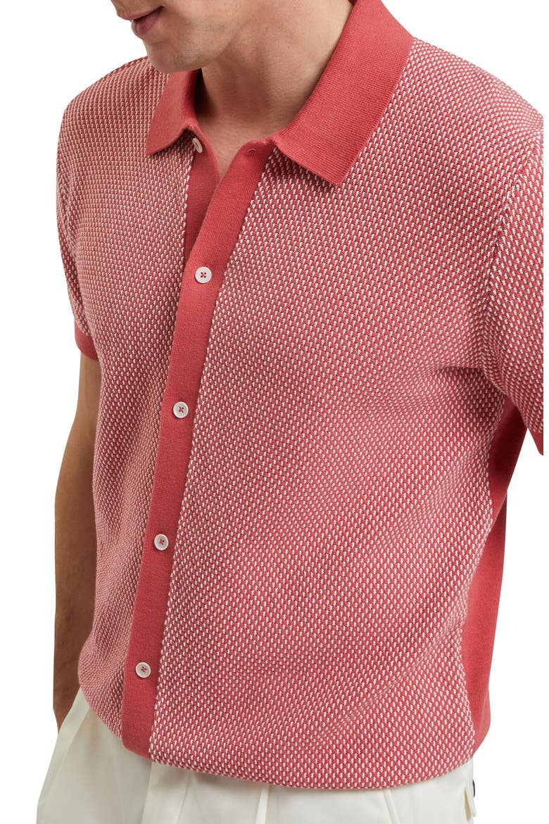 Noliva Short Sleeve Cotton Button-Up Shirt, Alternate, color, RED