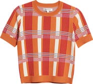 ZANKOV Leo Jacquard Check Short Sleeve Fitted Sweater