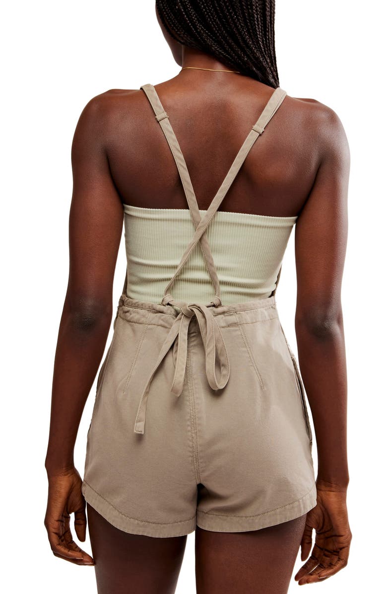 Free People Tough Love Denim Shortalls, Alternate, color, Laurel Oak