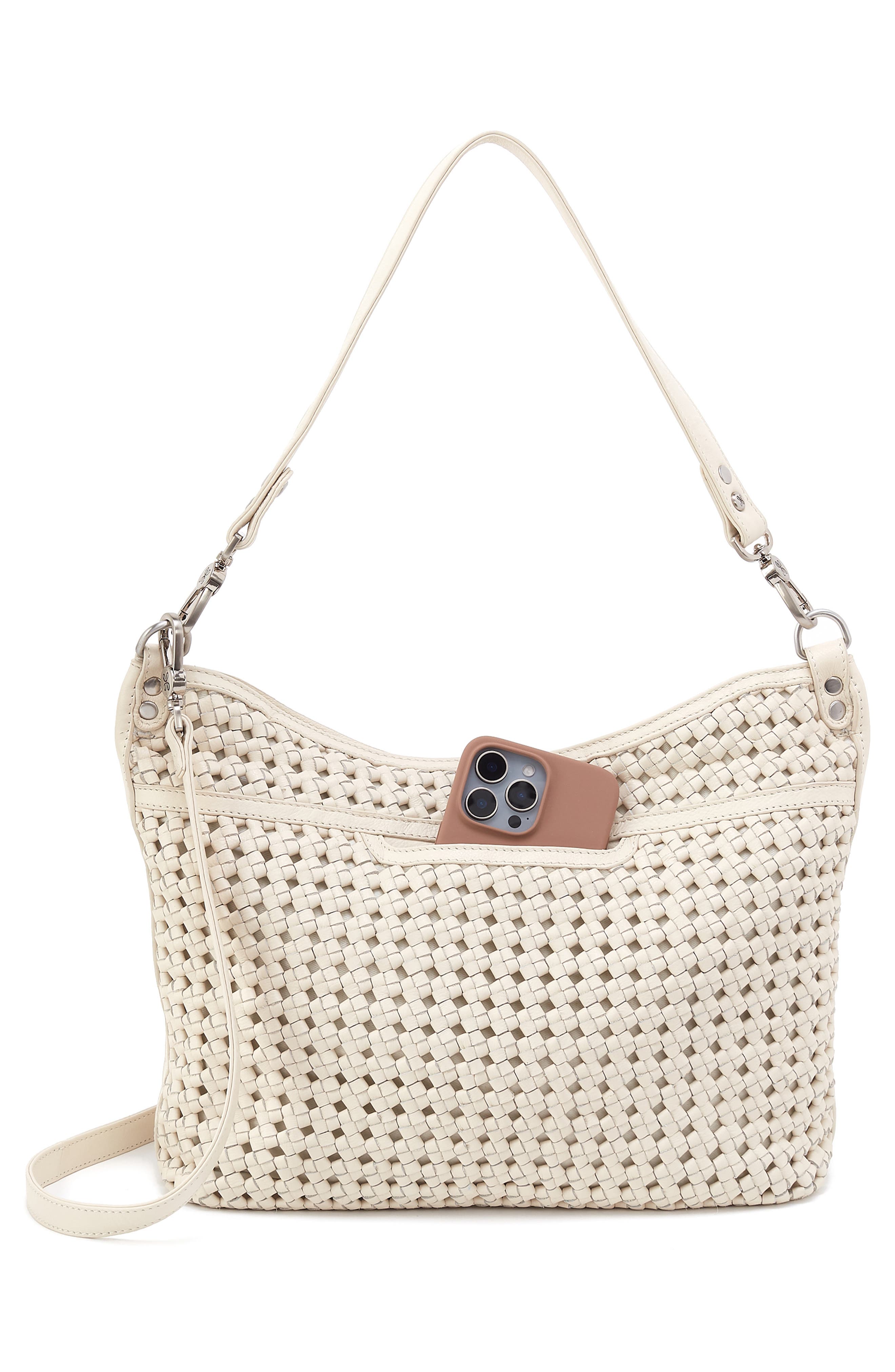 HOBO Pier Leather Shoulder Bag, Alternate, color, White Cap