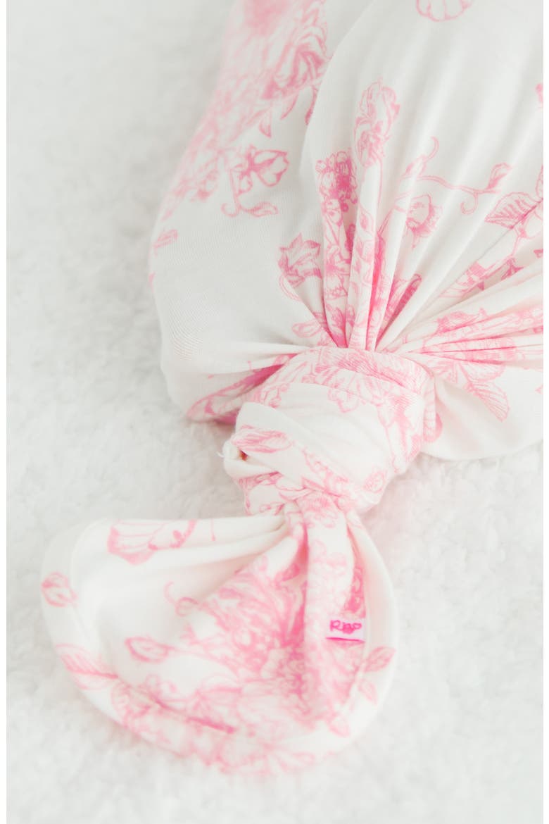 Knotted Gown & Hat Set, Alternate, color, WHITE/PINK