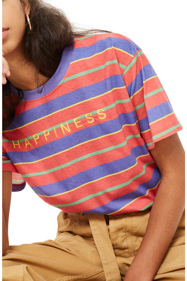 by Tee & Cake Happiness Stripe T-Shirt, Main, color, ORANGE MULTI