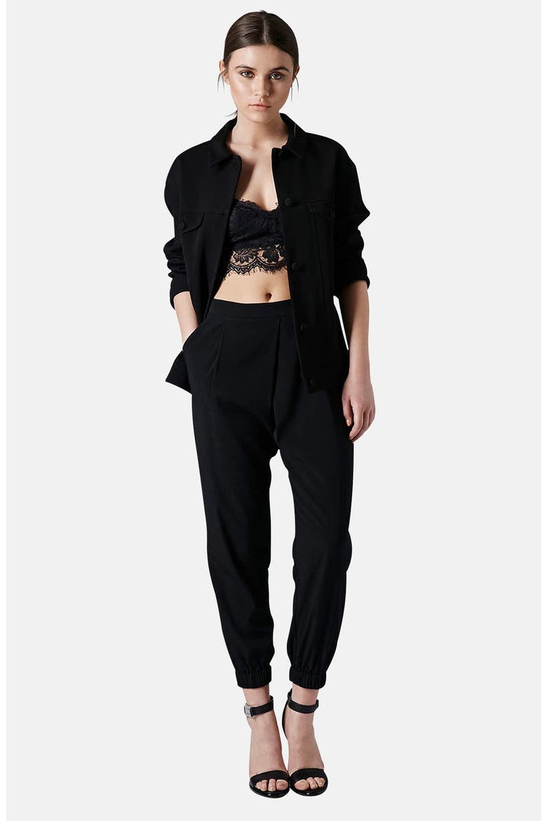 Wrap Detail Track Pants, Main, color, BLACK
