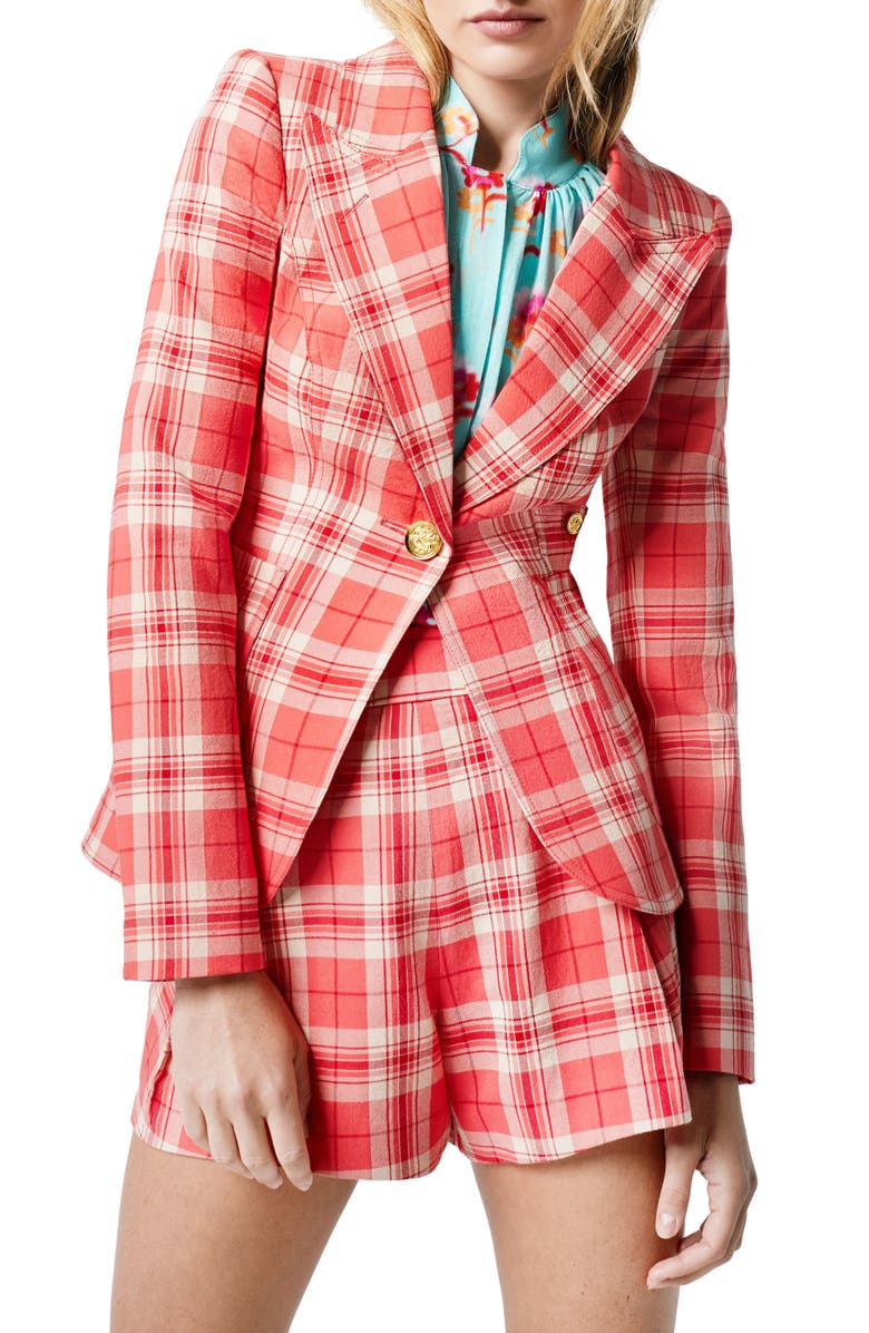 Smythe Duchess Plaid Patch Pocket Cotton Blazer, Main, color, 
