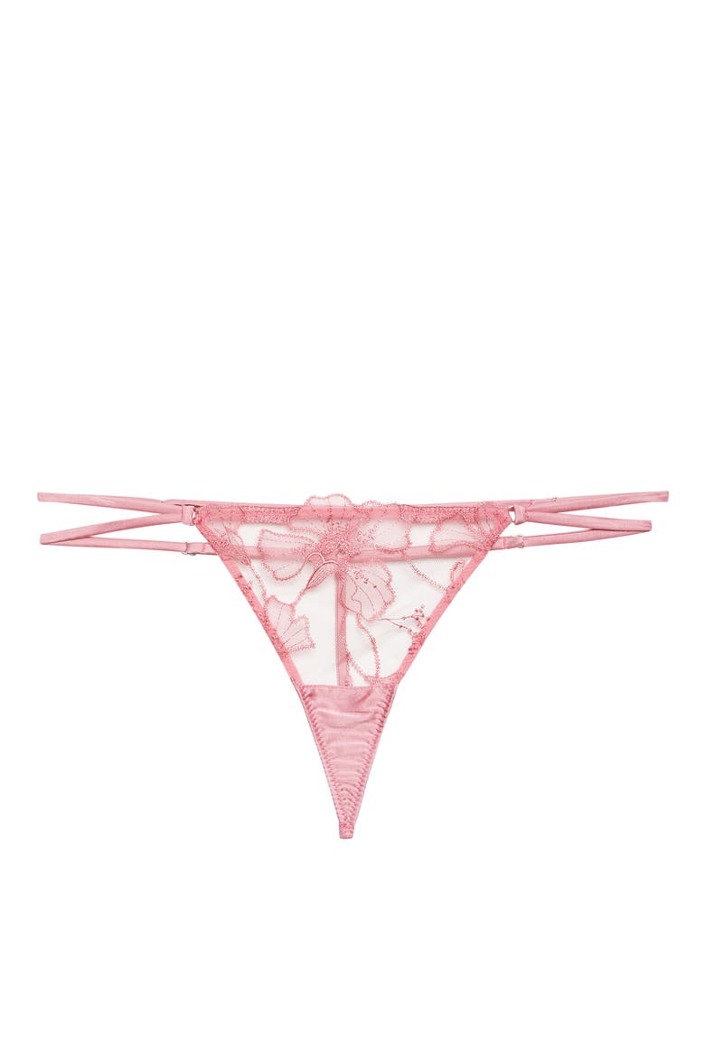 Harper Embroidered G-String, Main, color, PINK CADILLAC