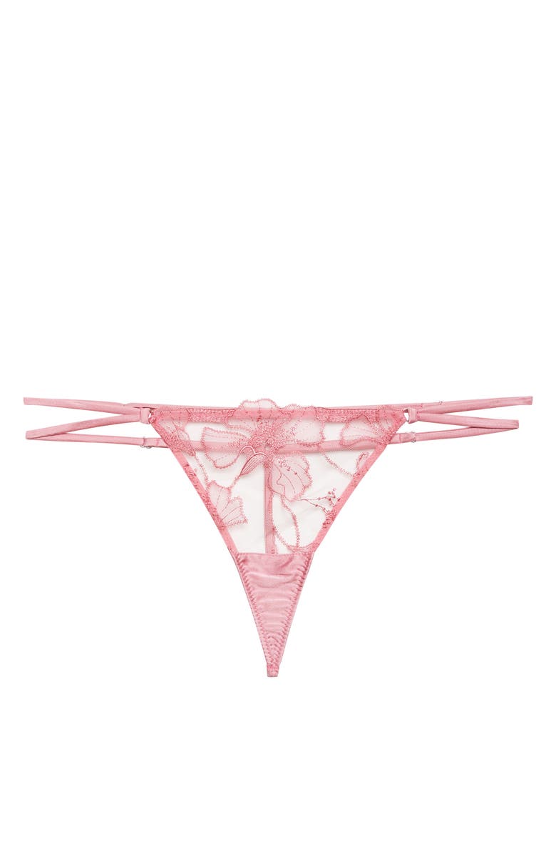 Fleur Du Mal Harper Embroidered G-String, Main, color, Pink Cadillac