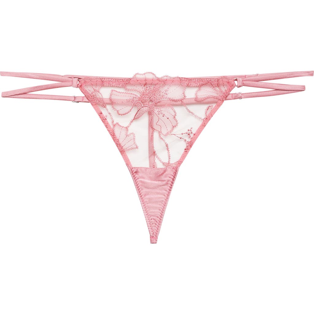 Fleur Du Mal Harper Embroidery V-string In Pink