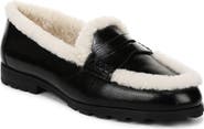 Veronica Beard Penny Lug Loafer with Genuine Shearling Trim