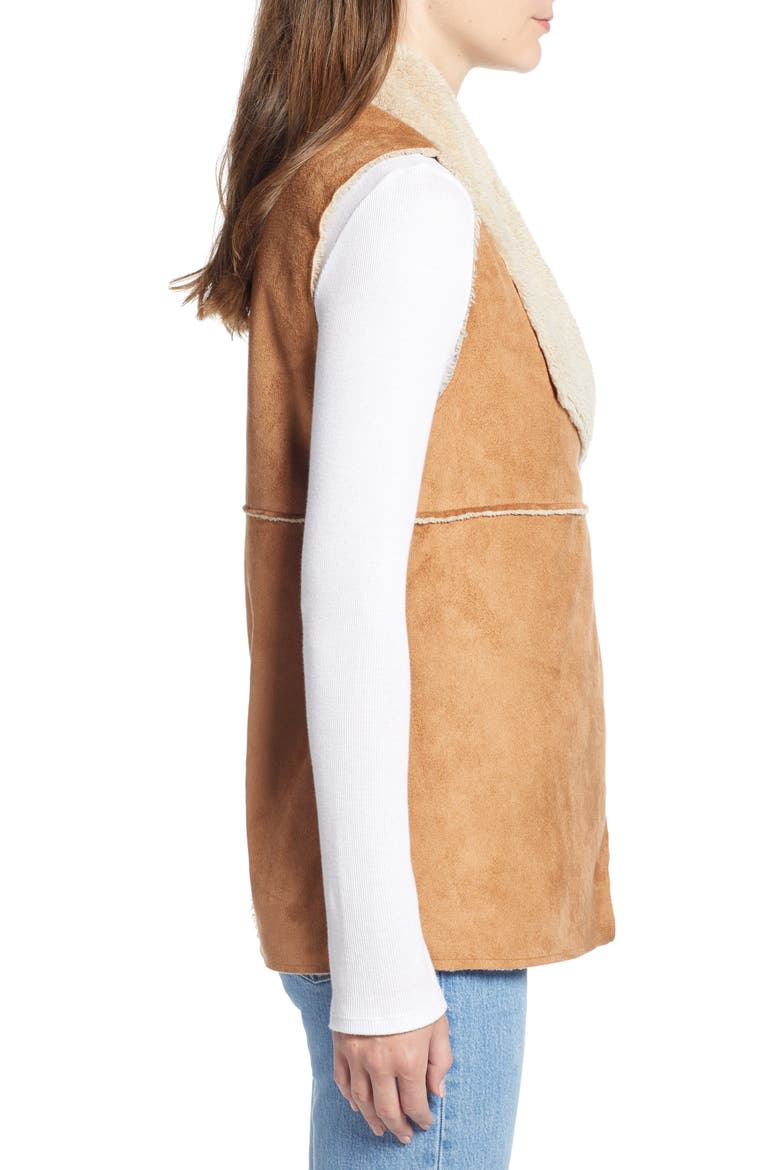 Madison Faux Shearling Vest, Alternate, color, SADDLE/ OATMEAL
