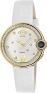 GEVRIL Peruga Diamond Leather Strap Watch