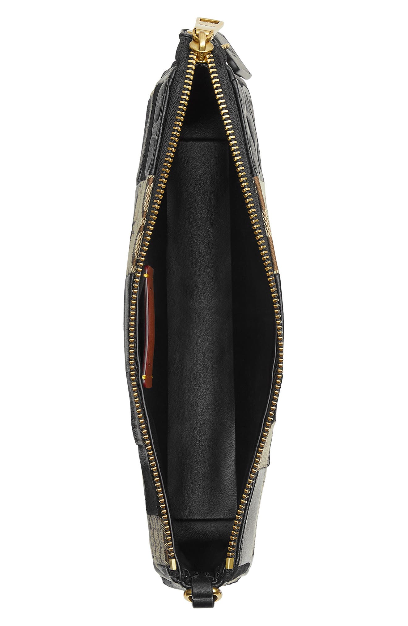 COACH Plaza Patchwork Leather & Canvas Shoulder Bag, Alternate, color, Black Multi