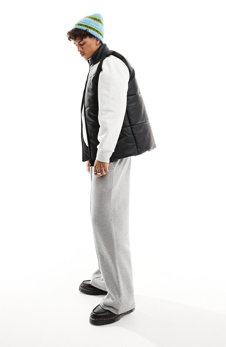 ASOS DESIGN Faux Leather Puffer Vest, Alternate, color, 