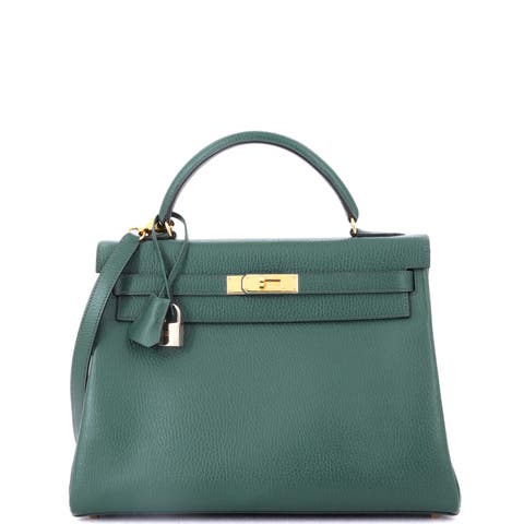 Kelly Handbag Green Ardennes with Gold Hardware 32