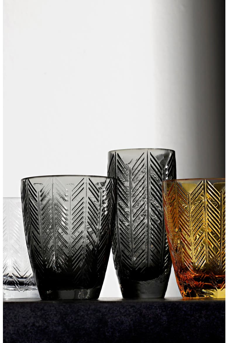 Water Glass ZIG ZAG Set of 6  Grey 11.8 oz, diam. 3.3", H 4", Alternate, color, Grey