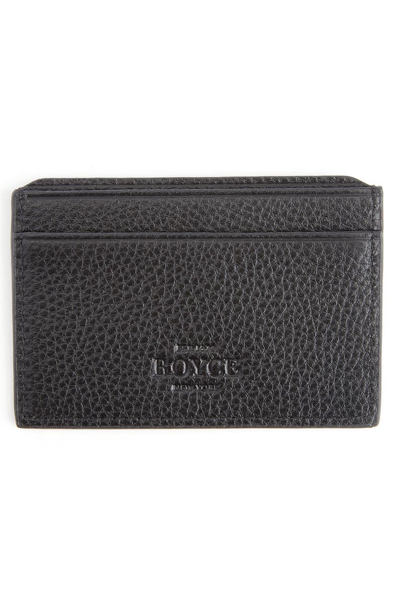 ROYCE New York Personalized RFID Leather Card Case, Alternate, color, Black- Deboss