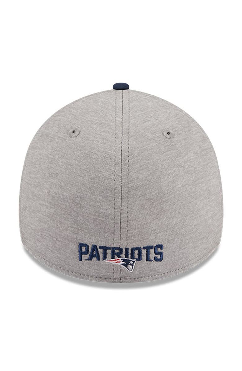 New Era Men's New Era Heather Gray/Navy New England Patriots Striped 39THIRTY Flex Hat, Alternate, color, 