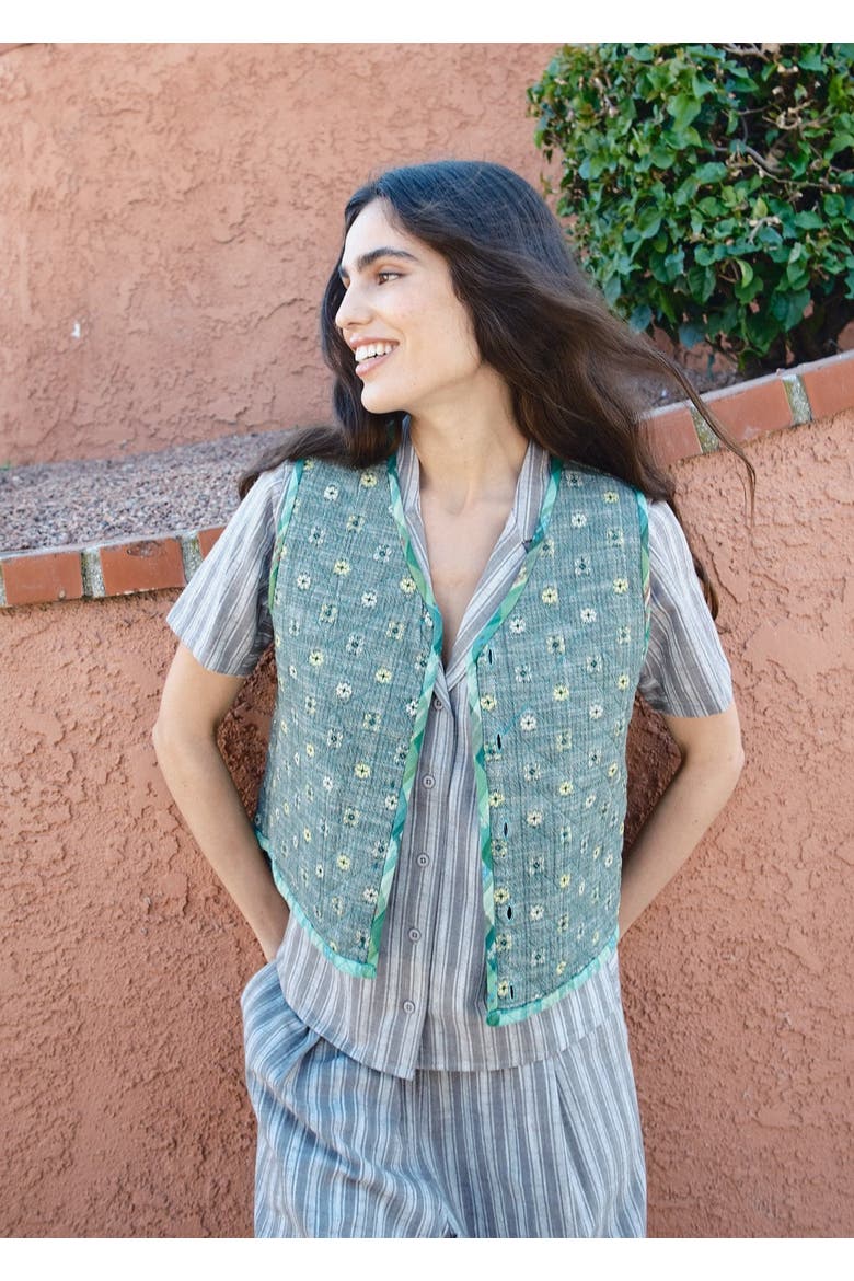 Quilted and Reversible Vest, Alternate, color, Garden