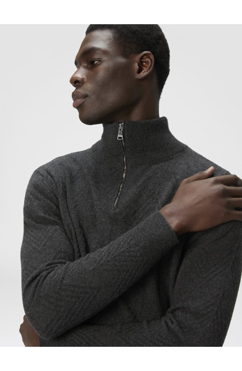 Missoni Half-zip Sweater With Tone-on-tone Zigzag Pattern, Alternate, color, Grey