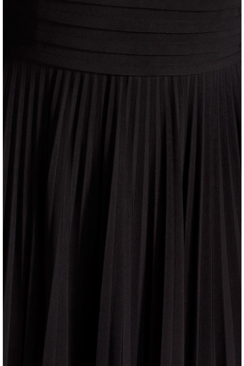 Pleated Jersey Fit & Flare Dress, Alternate, color, BLACK