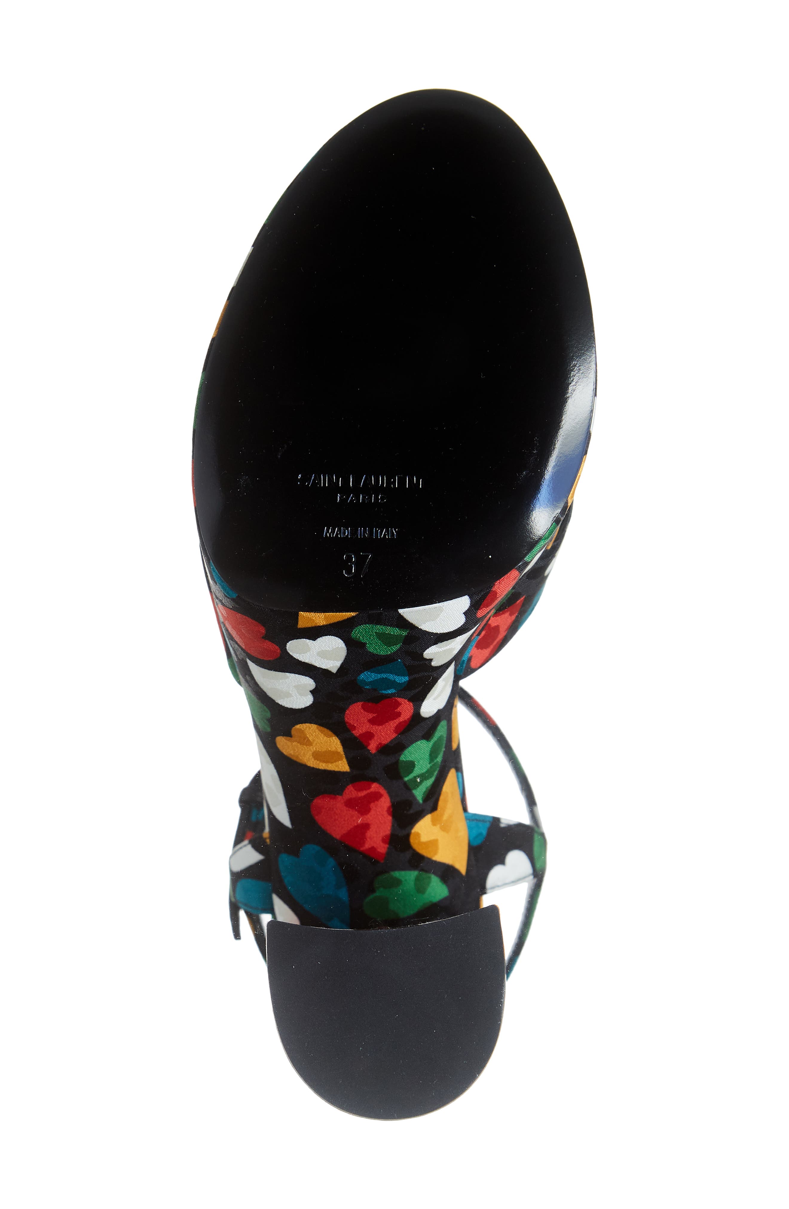 Saint Laurent Heart Print Jacquard Platform Sandal, Alternate, color, 