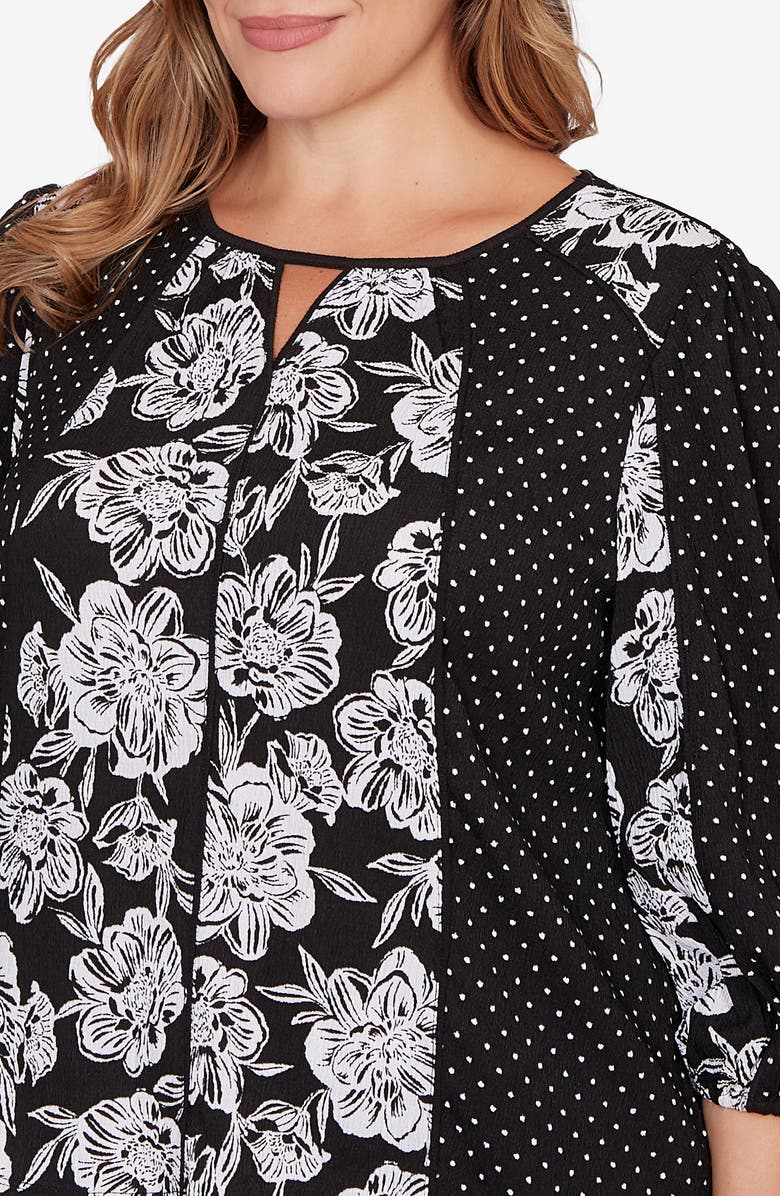 RUBY RD Textured Knit Top, Alternate, color, Black Combo