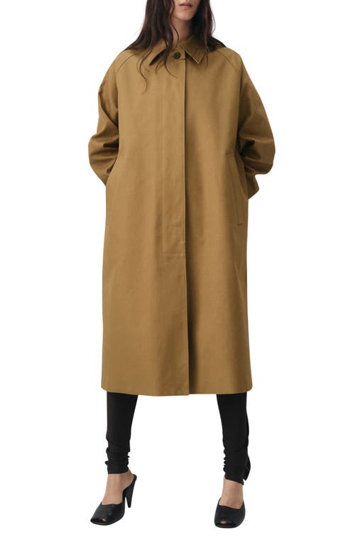Mango Longline Cotton Trench Coat In Black